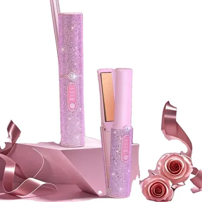 Image de Lisseur, confort sans fil, coiffage 2-en-1, rose
