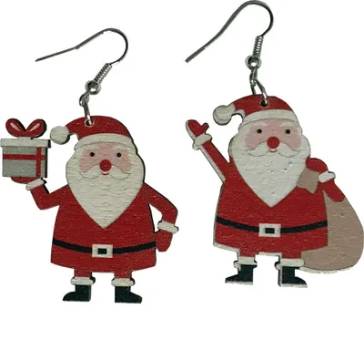 Produktbild von Weihnachtsmann Ohrringe Santa Winter Miniblings Weihnachten Holz flach Mix
