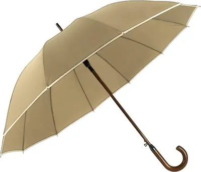 Image de Parapluie droit Parapluie droit Parapluie Manche en bois avec tige en fibre de verre 116 cm Beige