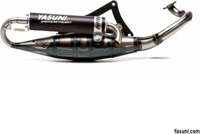 Obrázok produktu pre Výfukový systém Yasuni Scooter R, čierna farba, 50-70 ccm, s certifikátom ABE, určený pre skúter Peugeot Kisbee 50