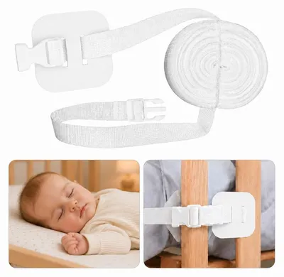 Produktbild von Kinderbett Fixiergurt Babybett Verbindungsband 8 m, Bettverbinder für Babybett und Elternbett, verstellbarer Bettgurt aus Polyester, weiß