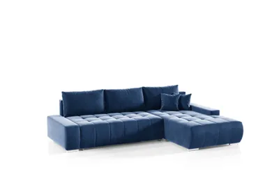 Produktbild von Ecksofa Sofa mit Schlaffunktion VOGAR Stoff Monolith Blau Ottomane Rechts