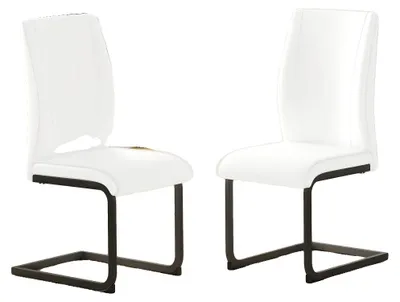 Image de Chaises de salle à manger, design ergonomique, matériau facile d'entretien, pieds blancs et noirs – lot de 2