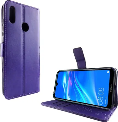 Produktbild von Huawei Y7 2019 Handy Hülle Schutz-Tasche Cover Flip-Case Kartenfach Violett