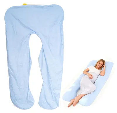 Zdjęcie produktu dla Poszewka na poduszkę ciążową - Kształt U - 150 x 80 cm - Niebieska - Bawełna