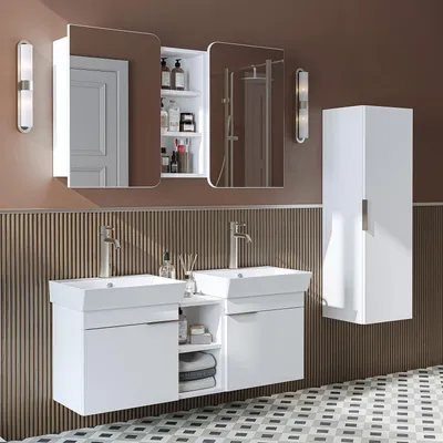Produktbild von Roomart LYCIA-120 Badmöbel-Set 4-teilig 121 cm breit, Weiß