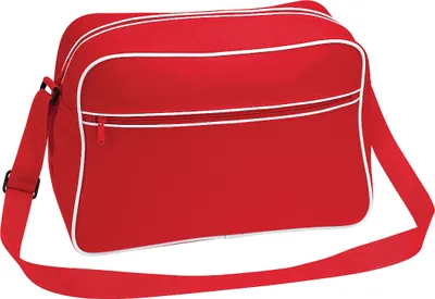 Produktbild von Bagbase Retro Schultertasche mit verstellbarem Riemen, 18 Liter (2 Stück/Packung) BC4479 (Einheitsgröße) (Rot/Weiß)