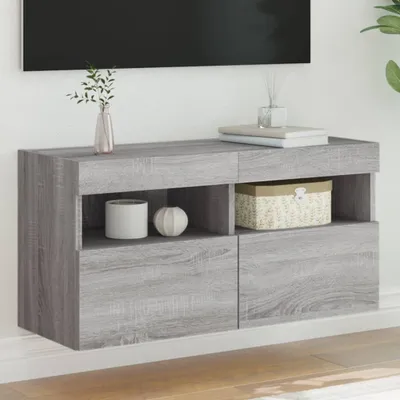 Productafbeelding van Maison Exclusive - TV-meubel met LED-verlichting, grijs Sonoma, 80x30x40 cm
