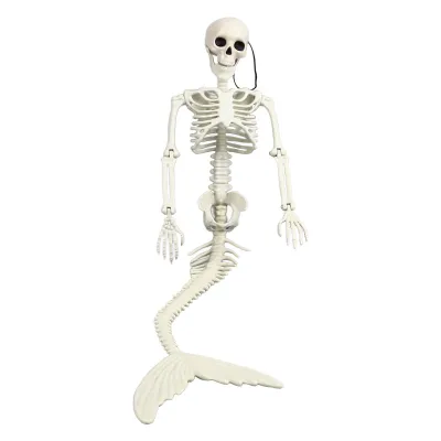 Image de Squelette de sirène grandeur nature, articulations mobiles, décoration extérieure réaliste d'Halloween pour jardin & fête