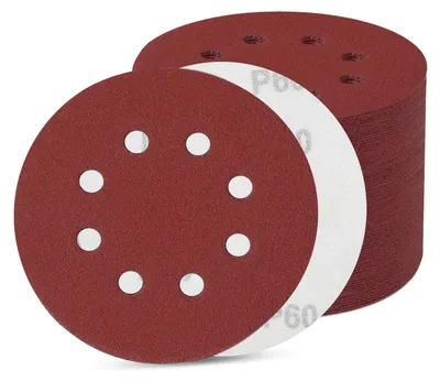 Immagine prodotto di 80 fogli di carta abrasiva da 125 mm con 8 fori - grana 60