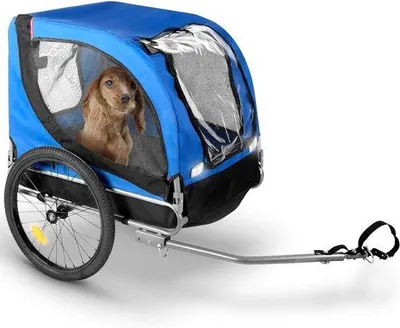 Productafbeelding van Hondenfietskar - Hondenkar Aanhanger - Hond Vervoeren - Opvouwbaar met Reflectoren - 40 KG - Blauw