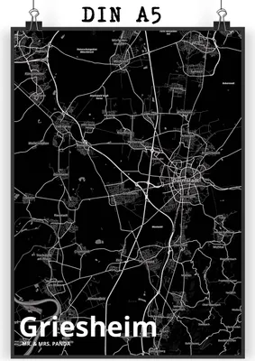 Produktbild von Mr. & Mrs. Panda Bild Griesheim DIN A5 - Geschenk, Kunstdruck, Posterdruck, drucke, Stadt Dorf Karte Landkarte Map Stadtplan, wanddeko, Wandbild