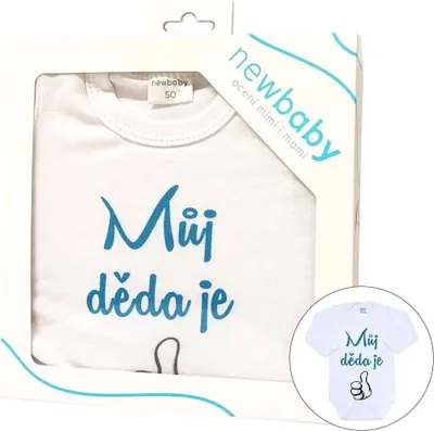 Obrázok produktu pre Body s potlačou New Baby Môj dedko je skvelý dedko - darčekové balenie, veľkosť 62 (3-6m)