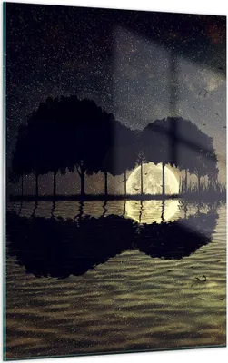 Produktbild von Bilder auf glas - Einteilig - See Nacht Wasser - 50x70cm - Glasbilder - Wandbilder - Bilder - zum Aufhängen bereit - Wanddekoration aus Glas - Glas Bilder - Wandbild auf Glas - GPA50x70-3753