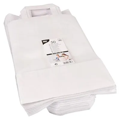 Zdjęcie produktu dla Papstar Papiertüten 36 x 22 x 10 cm weiss mit Tragegriff 50 Stück