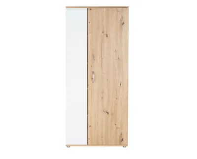 Produktbild von Mehrzweckschrank Garderobenschrank 1 Tür 5 Fächer Weiß Artisan Oak Schrank Regal