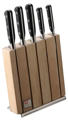 Messerblock-Set, 5-teilig, Kochmesser, Brotmesser, Gemüsemesser