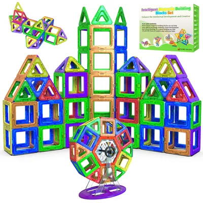 Immagine prodotto di Desire Deluxe 94 PEZZI Costruzioni Magnetiche per Bambini Gioco Educativo e Creativo per Bimbi da 3 Anni Plastica ABS Alimentare Atossica 94 Blocchi