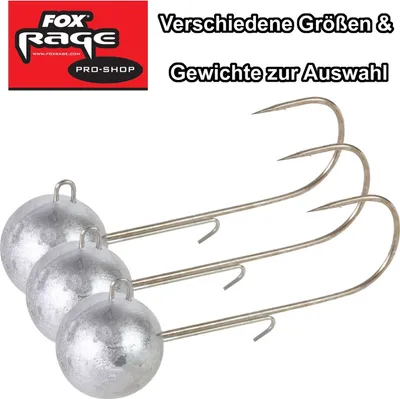 Produktbild von 3 Fox Rage Jigköpfe Round Jigs , Größe:20g / Gr. 1