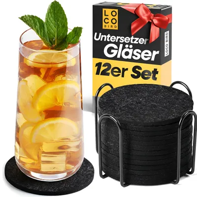 Filz-Untersetzer rund, Set 12, grau, Ø 11 cm, 5 mm dick
