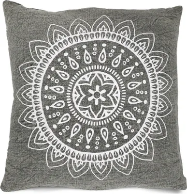Image de Sizo coussin Mandala fait main 45 x 45 cm - Gris