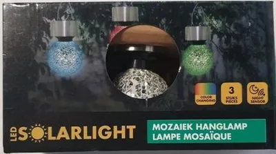 Immagine prodotto di Lampada a sospensione a mosaico con luce solare colorata / 3 pezzi