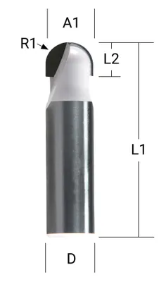 Produktbild von Makita Wasserrinnenfräser 6,35 mm Ø 6 mm Schaft, 12,7 mm Arbeitslänge, 44 mm Gesamtlänge, R1= 3,2 mm