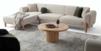 Produktbild von Modernes weißes Ecksofa mit Stoffbezug für gemütliches Wohnzimmerambiente