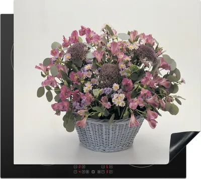 Produktbild von KitchenYeah© Herdabdeckplatte Lilienblüten in einem Strauß , 59x52cm, Küche Deko, Glaskeramikkochfeld Herdabdeckung, Abdeckplatte fùr Kochfeld