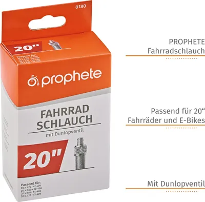 Produktbild von Prophete 0180 Fahrradschlauch 20 x 1,75 - 2,125 (47-57-406) - Dunlopventil