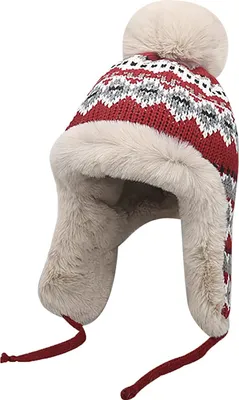 Produktbild von Damen Strickmütze mit Kunstfell Bommel Wintermütze Warm Winddicht Verdickte Skimütze Doppellagig Gefüttert Beanie Mütze Kunstfell
