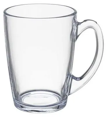 Produktbild von Glas mit Henkel, 330 ml, glatt, transparent, für Kaffee oder Tee