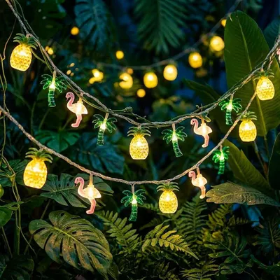 LED-Lichterkette 3 m, 20 tropische Motive, batteriebetrieben