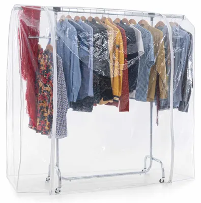Faltbarer Kleiderschrank mit Rollen, verstellbar, 45 Kleiderbügel, 183x60x160 cm