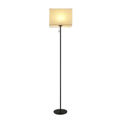 Produktbild von ZMH Standlampe Stoff Wohnzimmer Vintage Stehleuchte LED Dimmbar Standleuchte 134cm Stehlampe Beige Lampenschirm Wohnzimmerlampe Seilzugschalter