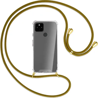 Produktbild von Handykette Backcover-Schutzhülle mit Band (Metall goldfarben) für Google Pixel 4a 5G - khaki