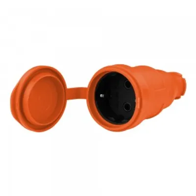 Obrázek produktu pro Gumová spojka 16A 230V 2P+E zásuvková spojka oranžová 8256