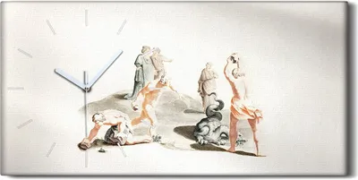 Produktbild von Wanduhr Bürouhr Leinwand Bild 60x30 Malerei Antike Abstrakte Menschen Kunst - weiße Hände
