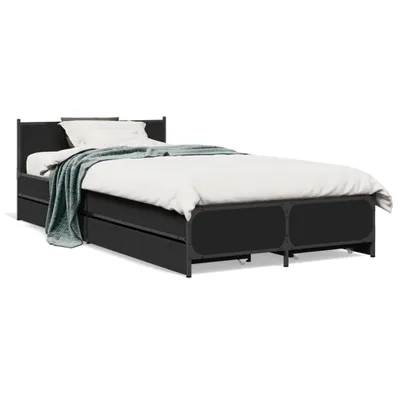 Produktbild von vidaXL Bettgestell mit Schubladen Schwarz 75x190 cm Holzwerkstoff
