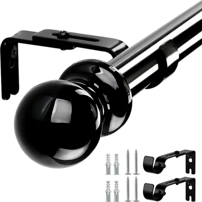 Produktbild von Ausziehbare Gardinenstange - Verstellbar - 76 cm - 221 cm - Schwarz - Metall