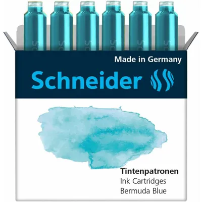 Image de Schneider 166134 6x Pastell Tintenpatronen für Füller Bermuda Blue