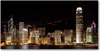 Produktbild von Tulup® Glas-Bild - 100x50 -Wandkunst - Wandbild hinter gehärtetem Sicherheitsglas  - Sehenswürdigkeiten & Architektur - Hong Kong bei Nacht - Schwarz