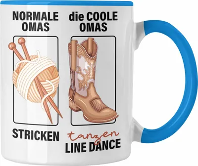 Produktbild von Trendation - Line Dance Oma Tasse Geschenk Normale Omas Stricken Socken Coole Omas Tanzen Line Dance (Blau)