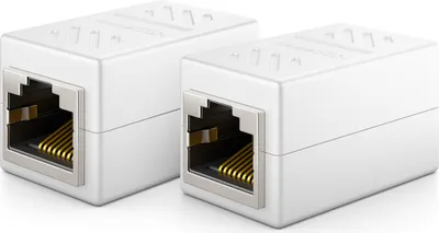 Produktbild von deleyCON 2 Stück RJ45 Kupplung (1000 Mbit) Gigabit LAN Kabel Verlängerung Netzwerkkabel Ethernet Adapter Verbinder Kompatibel zu Cat8, Cat7, Cat6, Cat5 Patchkabel DSL POE 2X RJ45 Buchse - Weiß