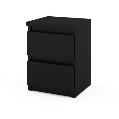 Produktbild von STIV Möbel | Nachttisch Schwarz Matt 30x30x40 cm | 2 Schubladen | Moderner Nachtschrank | Zeitloses Design in Schwarz