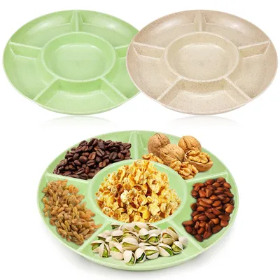 Snackteller mit Fächern, rund, 2er Set, 5 Fächer, PP, 28 cm