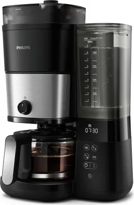 A Philips coffee maker with an integrated grinder.