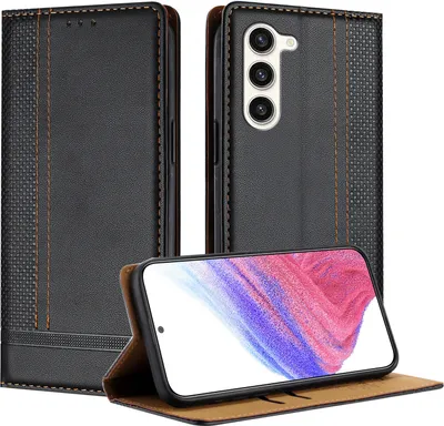 Image de Etui pour Samsung Galaxy S23 Plus étui en cuir avec fonction stand noir