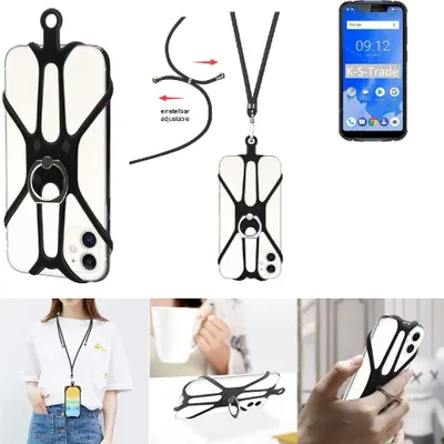 Produktbild von K-S-Trade 3in1 Handykette Handyband Handykordel Halsband Smartphone-Ring Handy-Ring kompatibel mit Ulefone Armor 5 Fingerhalterung Handyring