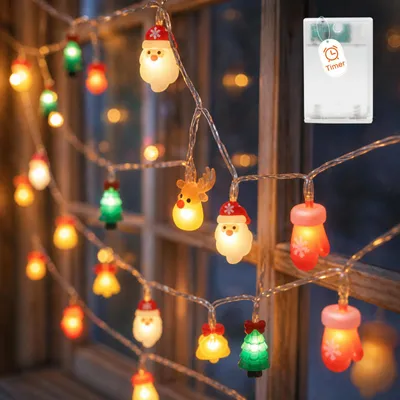 Weihnachts-Lichterkette 3 m, 20 LEDs, Timer, batteriebetrieben